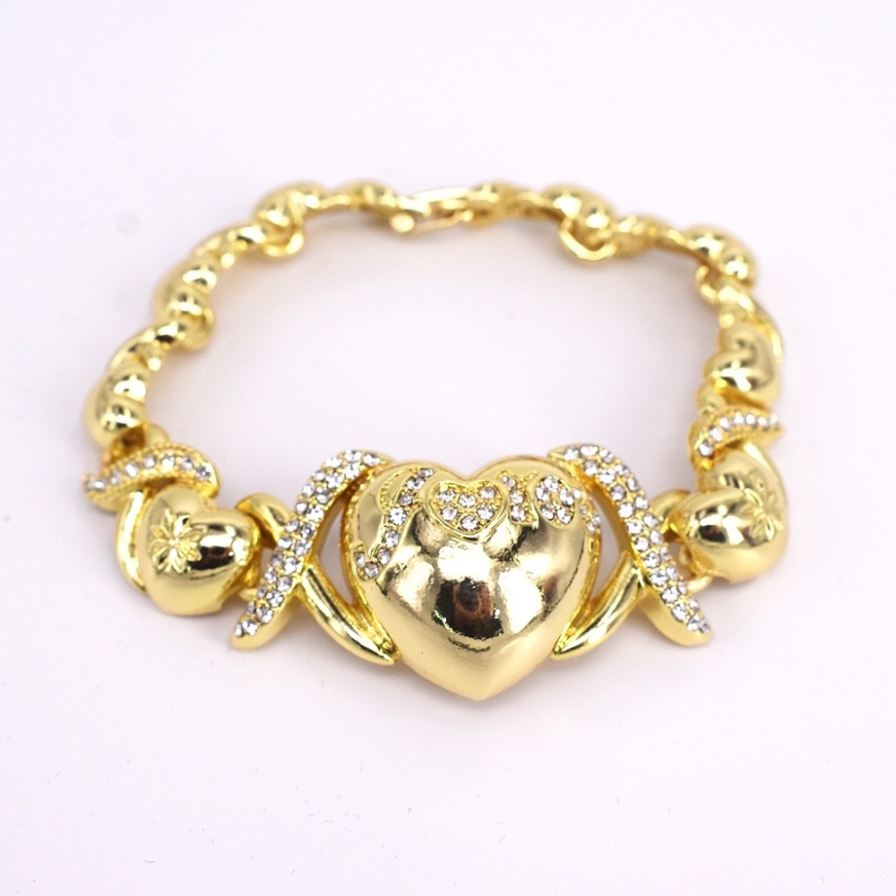 18k Layered real gold filled xo bracelet big heart 7.5"
